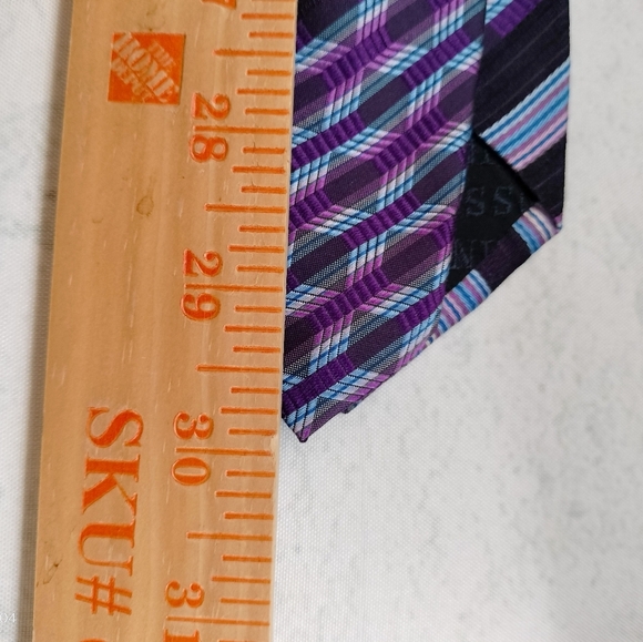 Missoni Tie Necktie Silk Purple Blue Striped Abstract Retro Classic Textured - Picture 7 of 8